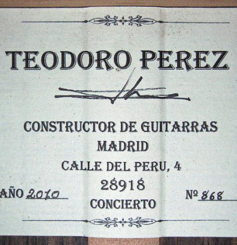 2010 Teodoro Perez "Concierto" SP/IN