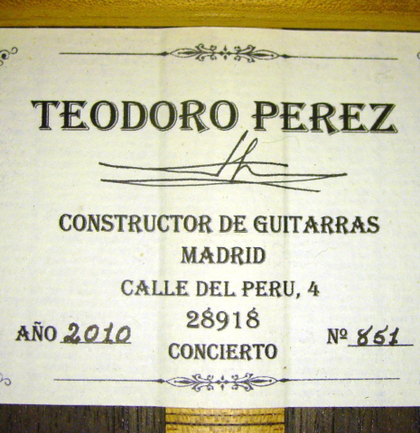 2010 Teodoro Perez "Concierto" SP/IN
