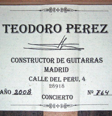 2008 Teodoro Perez "Concierto" SP/IN