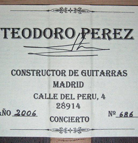 2006 Teodoro Perez "Concierto" CD/IN