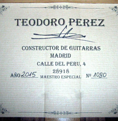 2015 Teodoro Perez "Especial Maple" SP/CSAR