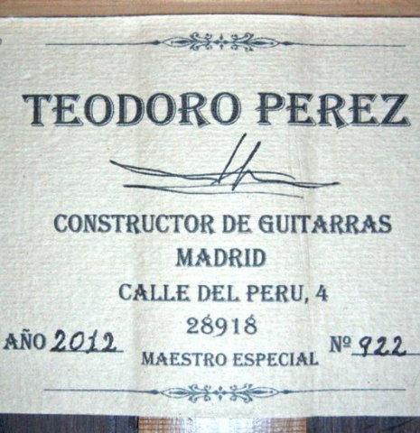 2012 Teodoro Perez "Especial Maple" SP/CSAR