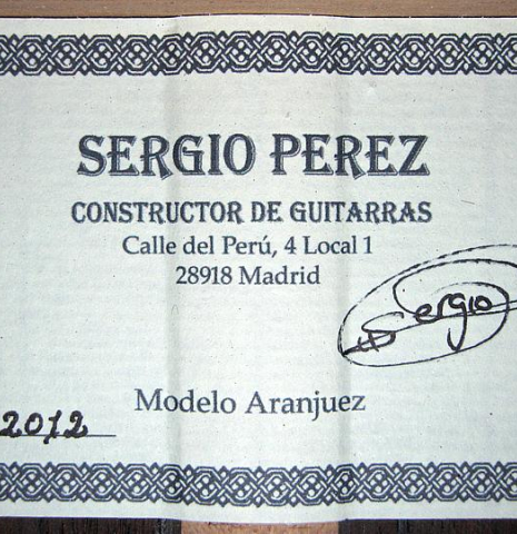 2012 Sergio Perez "Aranjuez" SP/AR