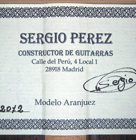 2012 Sergio Perez "Aranjuez" CD/AR