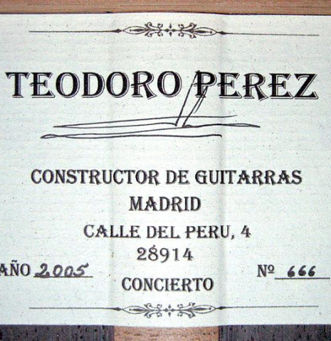 2005 Teodoro Perez "Concierto" CD/IN