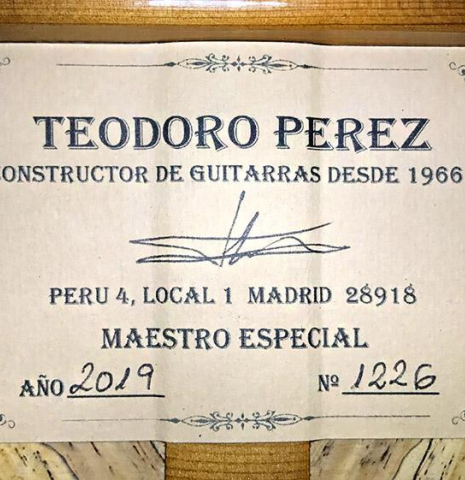 2019 Teodoro Perez "Especial" SP/CO