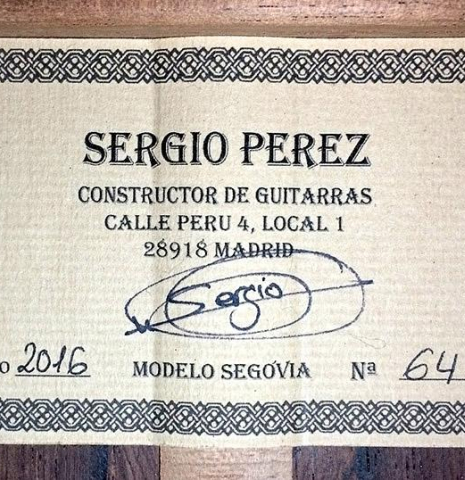 2016 Sergio Perez "Segovia" CD/AR