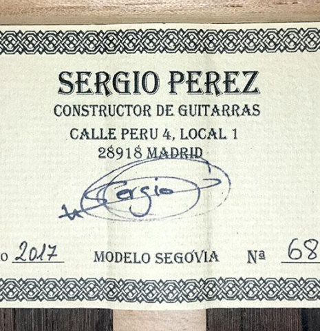 2017 Sergio Perez "Segovia" CD/AR