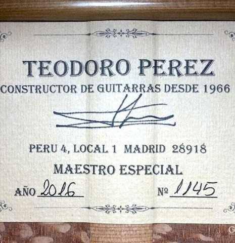 2016 Teodoro Perez "Especial" SP/BL