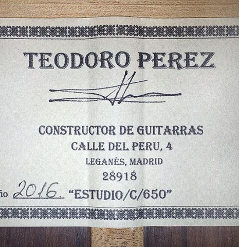 2016 Teodoro Perez "Estudio C-650" CD/IN