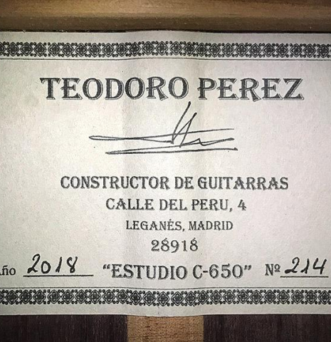 2018 Teodoro Perez "Estudio C-650" CD/IN
