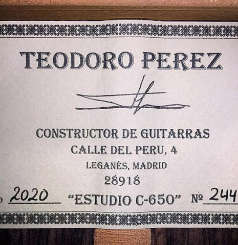 2020 Teodoro Perez "Estudio C-650" CD/IN