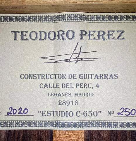 2020 Teodoro Perez "Estudio C-650" CD/IN