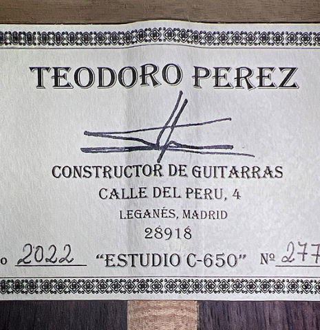 2022 Teodoro Perez &quot;Estudio C-650&quot; CD/IN