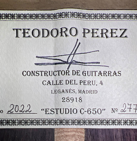 2022 Teodoro Perez "Estudio C-650" CD/IN