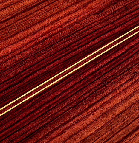 The close-up of the rosette of a 2022 Teodoro Perez &quot;Estudio C-650&quot; model made with cedar and Indian rosewood