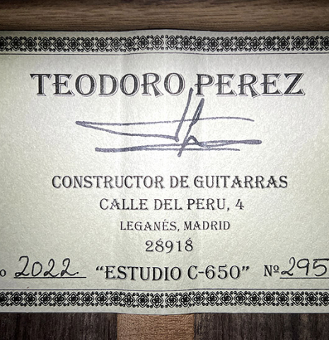 2022 Teodoro Perez "Estudio C-650" CD/IN