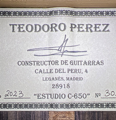 2023 Teodoro Perez &quot;Estudio C-650&quot; CD/IN