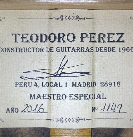 2016 Teodoro Perez "Especial" SP/AE