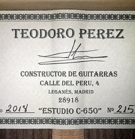 2018 Teodoro Perez "Estudio C-650" SP/IN