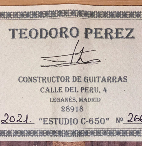 2021 Teodoro Perez "Estudio C-650" SP/IN