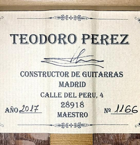 2017 Teodoro Perez "Maestro" SP/BL
