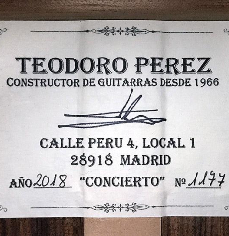 2018 Teodoro Perez "Concierto" CD/PF