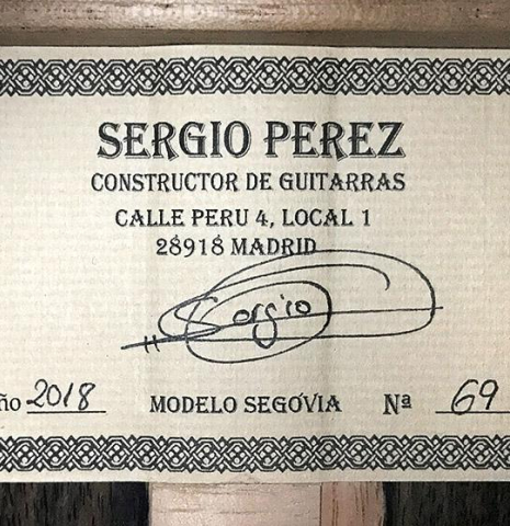2018 Sergio Perez "Segovia" CD/GE