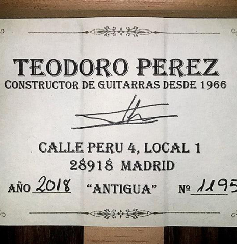 2018 Teodoro Perez "Antigua" CD/IN