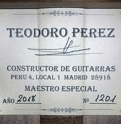 2018 Teodoro Perez "Especial" SP/IM