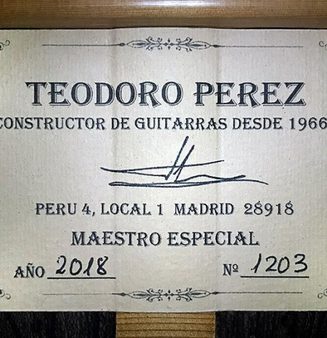 2018 Teodoro Perez "Especial" SP/ZR