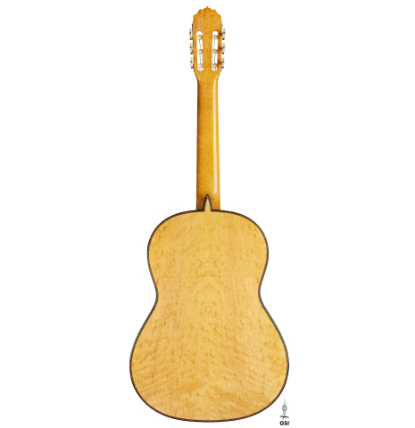 The back of a 2024 Teodoro Perez "Especial" classical guitar made of spruce and maple