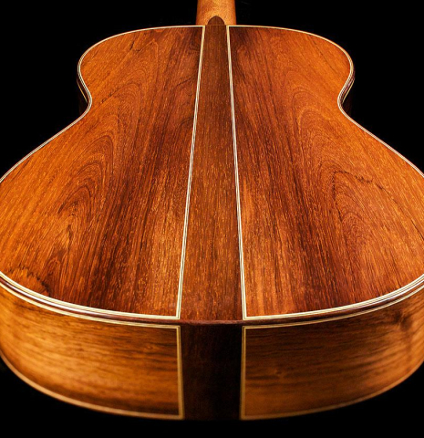 The back and sides of a 2007 Jose Marin Plazuelo &quot;Bouchet&quot; classical guitar made with spruce and CSA rosewood