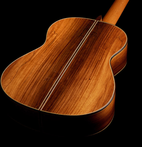 The back and sides of a 2021 Jose Marin Plazuelo "Bouchet" classical guitar made with spruce and CSA rosewood