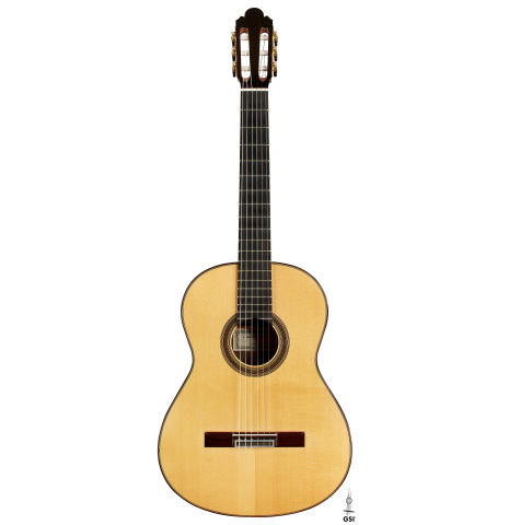The front of a 2021 Jose Marin Plazuelo "Bouchet" classical guitar made with spruce and CSA rosewood