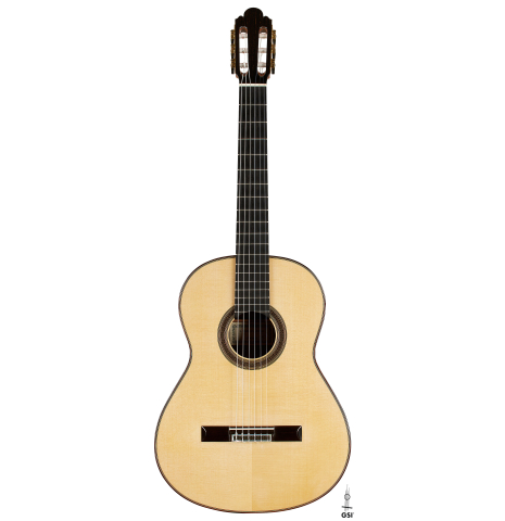 The front of a 2024 Jose Marin Plazuelo "Bouchet" classical guitar made of spruce and CSA rosewood