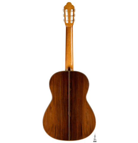The back of a 1999 Jose Marin Plazuelo "Bouchet" classical guitar made of spruce and CSA rosewood