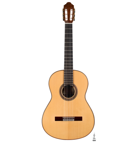 The front of a 2005 Jose Marin Plazuelo "Bouchet" classical guitar made of spruce and CSA rosewood