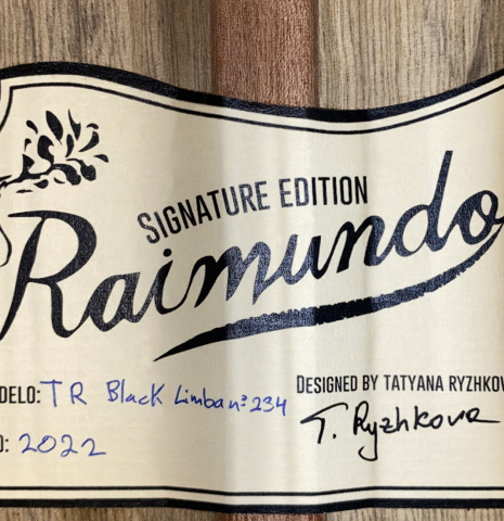 2022 Raimundo Signature Edition “Tatyana Ryzhkova Black Limba” SP/BL