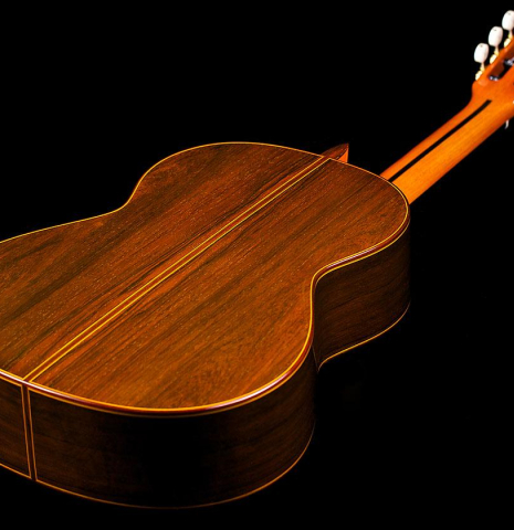 The back and sides of a 2016 Jose Ramirez "1a C650-AP" classical guitar made of spruce and CSA rosewood