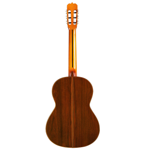 The back of a 2016 Jose Ramirez "1a C650-AP" classical guitar made of spruce and CSA rosewood