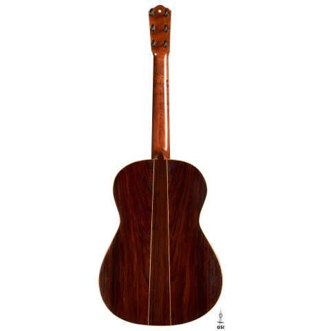 The back of a 1913 Jose Ramirez I (Romero collection) made of spruce and CSA rosewood