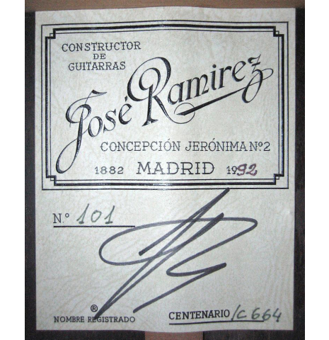 1992 Jose Ramirez "Centenario" Da Camara CD/CSAR