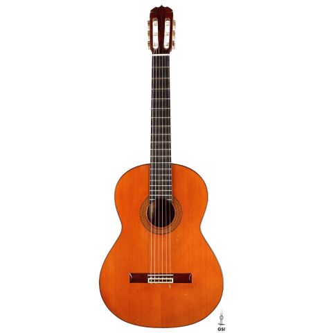 The front of a 1971 Jose Ramirez "1a" classical guitar made of cedar and CSA rosewood