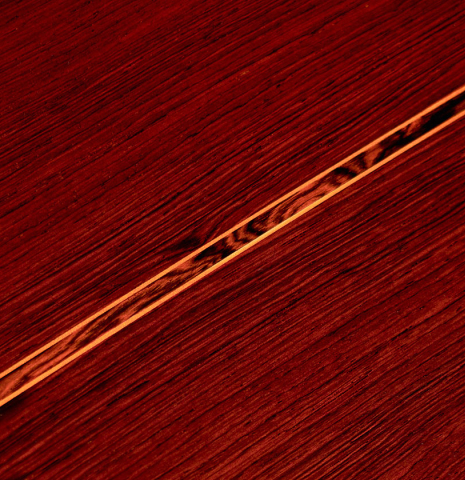 The back wood of a 1973 Jose Ramirez &quot;1a&quot; classical guitar made with cedar and CSA rosewood