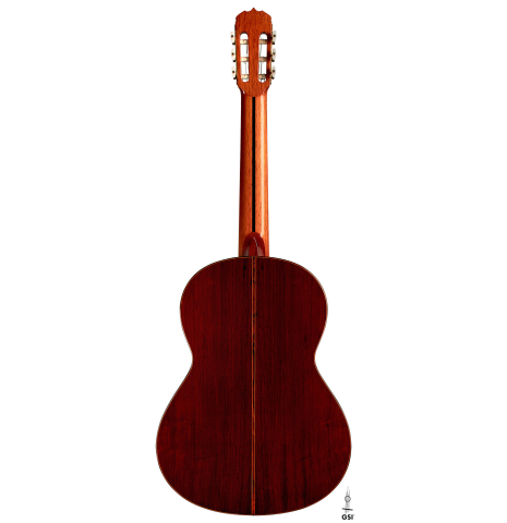 The back of a 1973 Jose Ramirez &quot;1a&quot; classical guitar made with cedar and CSA rosewood
