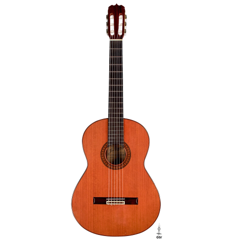 The front of a 1981 Jose Ramirez "1a" classical guitar made with cedar and Indian rosewood