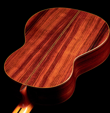 This is the back of a Jose Ramirez "1a" classical guitar built in 1978. It has a cedar soundboard and Indian rosewood back and sides.