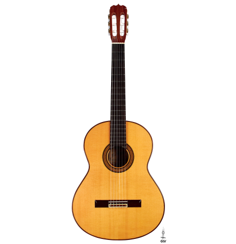 The front of a 1988 Jose Ramirez "1a" classical guitar made of spruce and CSA rosewood