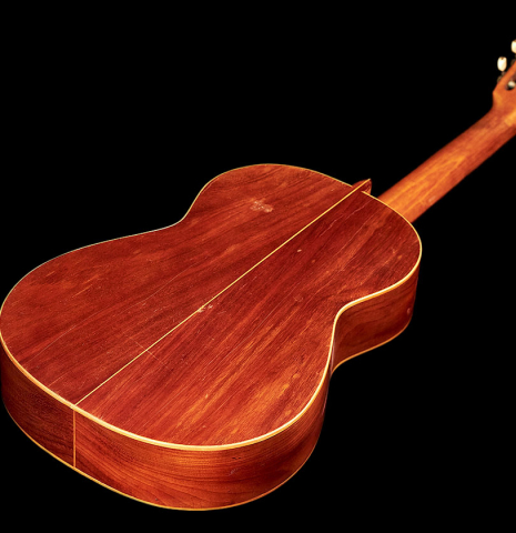 The back and sides of a 1900's Manuel Ramirez &quot;Santos&quot; vintage classical guitar made of spruce and mahogany